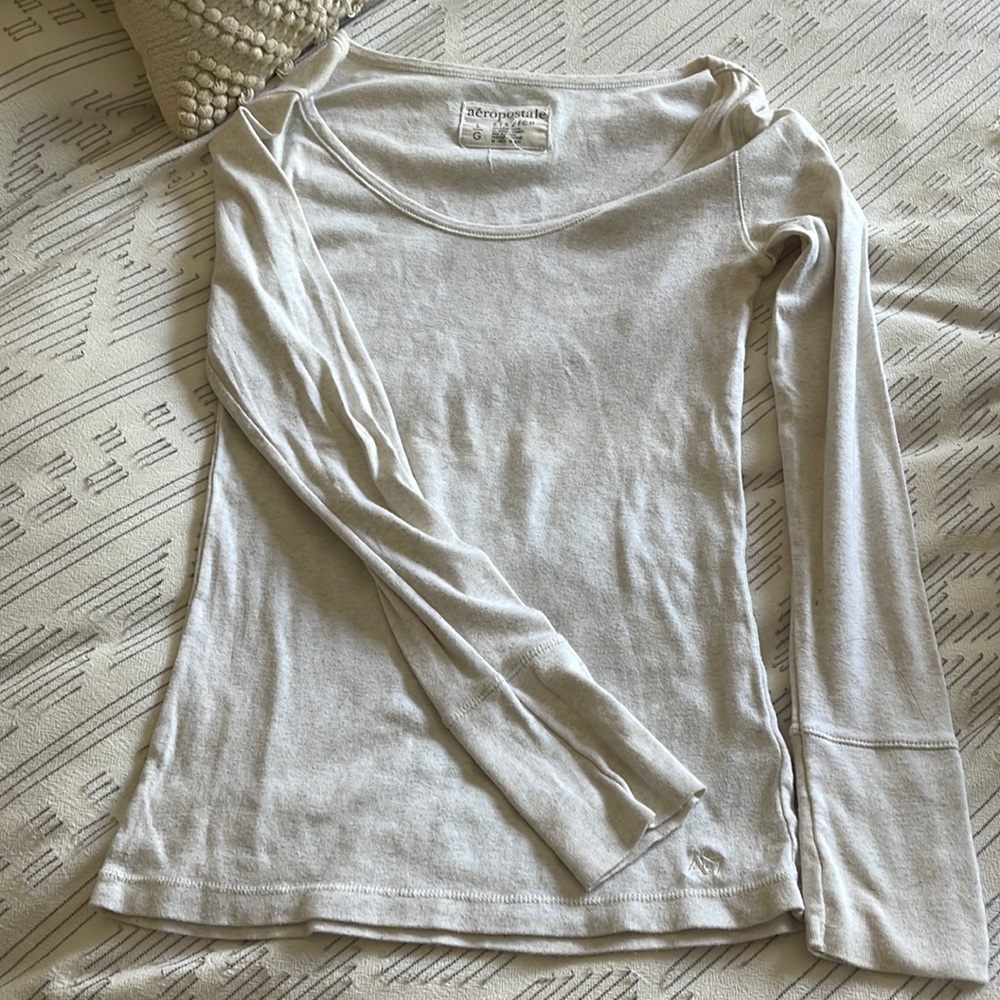 Long sleeve cream wardrobe essential top